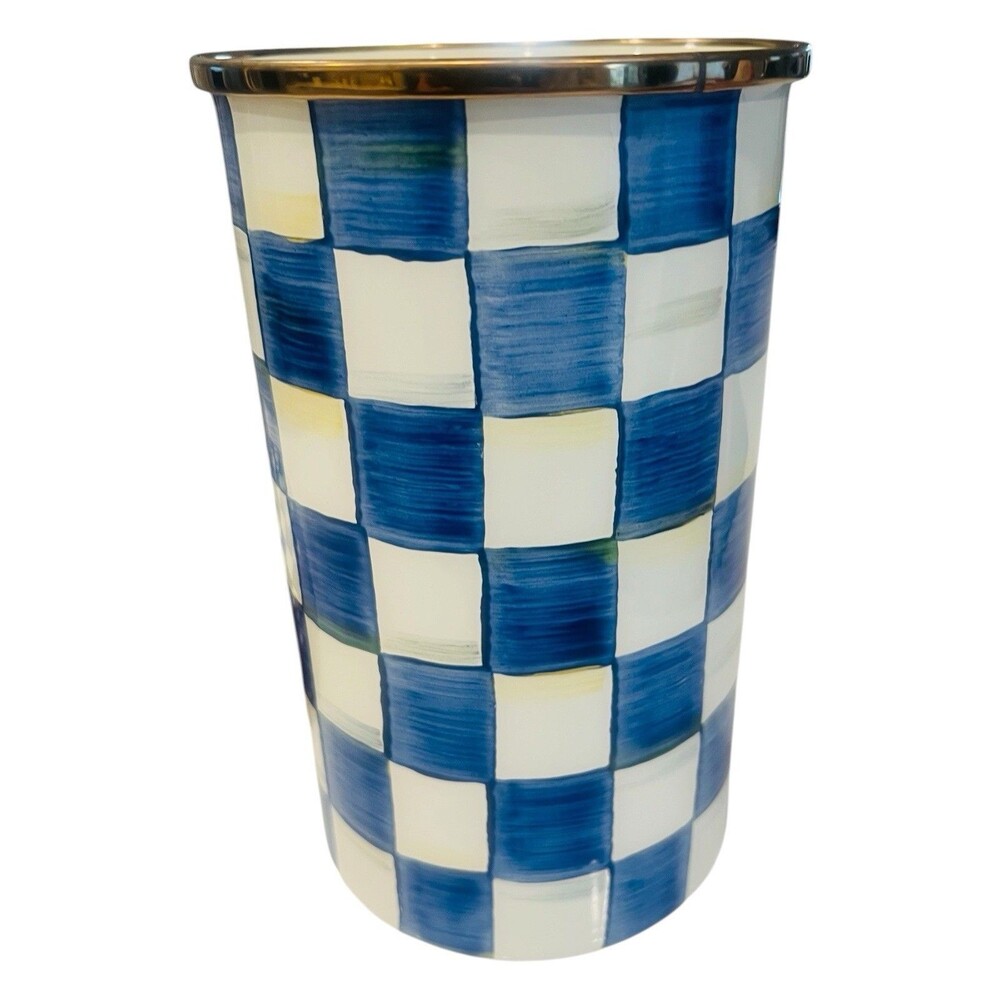MACKENZIE-CHILDS Enamel Utensil Holder Royal Check - Picture 3 of 4
